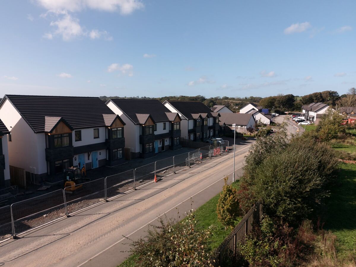 Row of newly rendered houses on a new estate